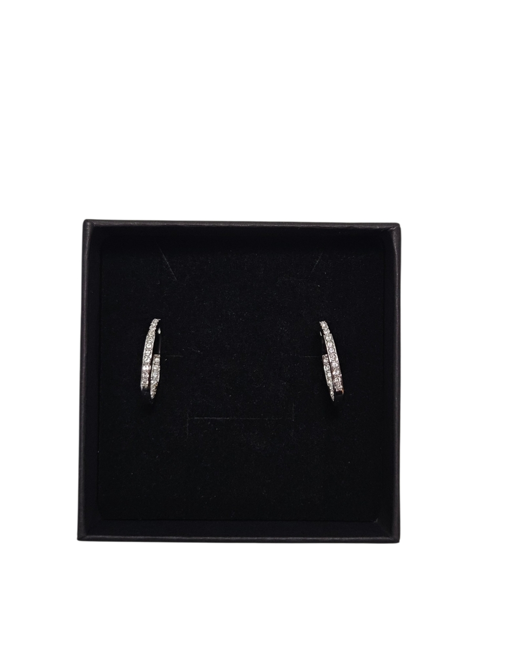 Swarovski Crystal Hoop Earrings Silver Tone Pave